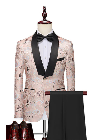 Lys Khaki Jacquard Shawl Lapel 2 Piece Menns Prom Drakter